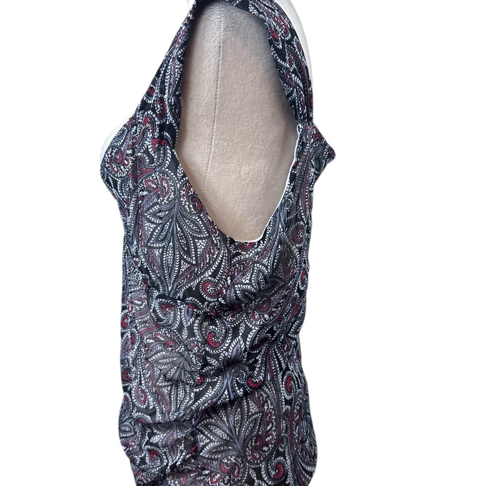 Michael Kors red, gray & black Paisley print sleeveless top size XL - Picture 5 of 10